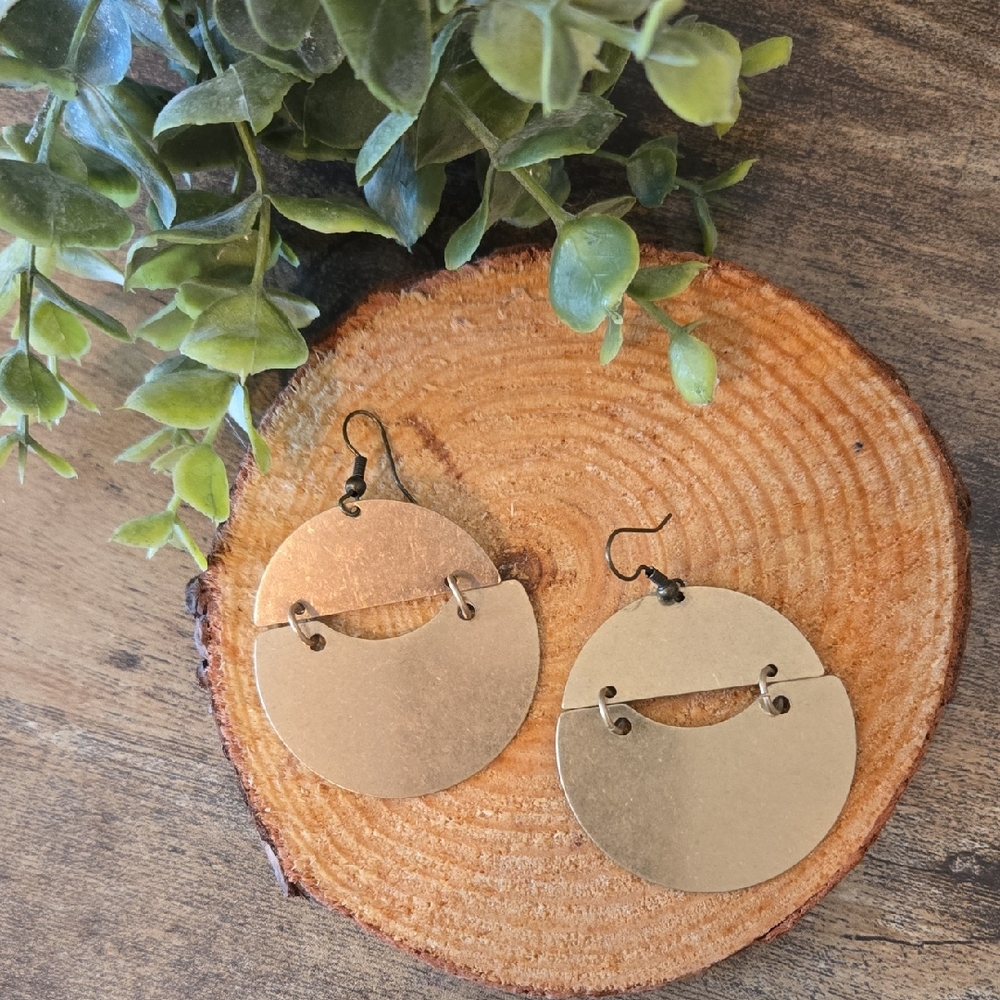 Aureus + Argent Brass Statement Earrings EUC RARE! Banana Republic